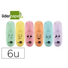 ROTULADOR LIDERPAPEL MINI FLUORESCENTE PASTEL PUNTA BISELADA ESTUCHE DE 6 UDS COLORES SURTIDOS RT17 160272