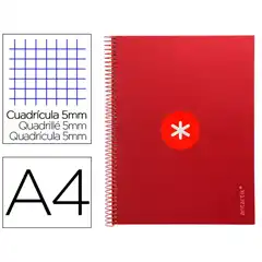 Material CUADERNO ESPIRAL A4 MICRO ANTARTIK T. FORRADA 80H 90 GR CUADRO 5MM 1 BANDA 4 TALADROS FRAMBUESA KB19 161809