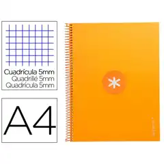 Material CUADERNO ESPIRAL A4 MICRO ANTARTIK T. FORRADA 80H 90 GR CUADRO 5MM 1 BANDA 4 TALADROS MOSTAZA KB21 161811