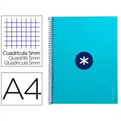 Material CUADERNO ESPIRAL A4 MICRO ANTARTIK T. FORRADA 80H 90 GR CUADRO 5MM 1 BANDA 4 TALADROS TURQUESA KB26 161816