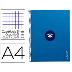 Material CUADERNO ESPIRAL A4 MICRO ANTARTIK T. FORRADA 80H 90 GR CUADRO 5MM 1 BANDA 4 TALADROS AZUL OSCURO KB27 161817
