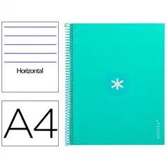 Material CUADERNO ESPIRAL A4 MICRO ANTARTIK T. FORRADA80H 90 GR HORIZONTAL 1 BANDA 4 TALADROS COLOR MENTA KB33 162142