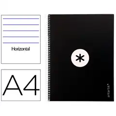 Material CUADERNO ESPIRAL A4 MICRO ANTARTIK T. FORRADA80H 90 GR HORIZONTAL 1 BANDA 4 TALADROS COLOR NEGRO KB28 162144