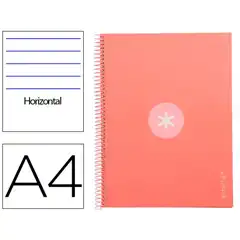Material CUADERNO ESPIRAL A4 MICRO ANTARTIK T. FORRADA80H 90 GR HORIZONTAL 1 BANDA 4 TALADROS COLOR ROSA CLARO KB34 162145