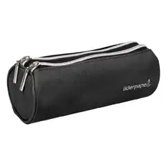 BOLSO ESCOLAR LIDERPAPEL PORTATODO CILINDRICO CON 2 CREMALLERAS NEGRO 205X75X75 MM PX12 162654
