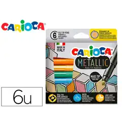 ROTULADOR CARIOCA METALLIC PUNTA MAXI 6 MM CAJA DE 6 COLORES SURTIDOS 43161 162749