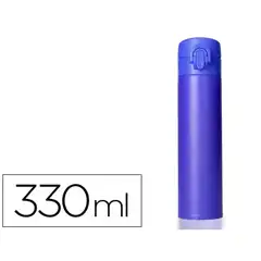 TERMO LIDERPAPEL ACERO INOXIDABLE CON DOBLE COBERTURA Y SISTEMA DE APERTURA FACIL CON BOTON 330 ML 6281AZUL 162995
