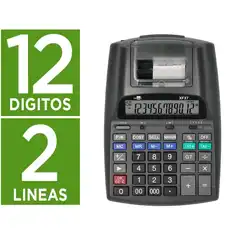Material CALCULADORA LIDERPAPEL IMPRESORA PANTALLA PAPEL 57 MM 12 DIG. IMPRESION BICOLOR NEGRA 225X158X56 MM XF37 163439