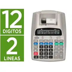 Material CALCULADORA LIDERPAPEL IMPRESORA PANTALLA PAPEL 57 MM 12 DIG. IMPRESION BICOLOR BLANCA 225X158X56 MM XF38 163440