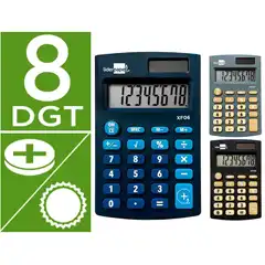 CALCULADORA LIDERPAPEL EXPOSITOR 16 UDS COLORES BOLSILLO XF08 8 DIGITOS SOLAR Y PILAS 98X62X8 MM XF08 163473