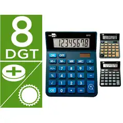 CALCULADORA LIDERPAPEL SOBREMESA XF19 8 DIGITOS SOLAR Y PILAS 127X105X24 MM EXPOSITOR 10 UDS XF19 163484