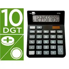 Material CALCULADORA LIDERPAPEL SOBREMESA XF20 10 DIG. SOLAR Y PILAS COLOR NEGRO 127X105X24 MM XF20 163485