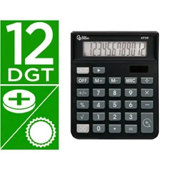 CALCULADORA LIDERPAPEL SOBREMESA XF26 12 DIGITOS SOLAR Y PILAS 127X105X24 MM COLOR NEGRO XF26 163491