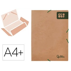 CARPETA LIDERPAPEL GOMAS DIN A4+ 3 SOLAPAS ECOUSE CARTULINA 400 G/M2 COLOR KRAFT MARRON CG38 163501
