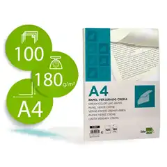 Material PAPEL VERJURADO LIDERPAPEL A4 180G/M2 CREMA PAQ. DE 100 HJ VJ07 163502