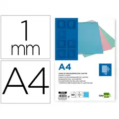 T. ENCUADERNACION LIDERPAPEL CARTON A4 1 MM CELESTE PAQ. DE 50 UDS TE32 163504