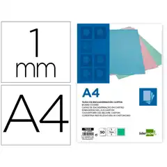 T. ENCUADERNACION LIDERPAPEL CARTON A4 1 MM VERDE MENTA PAQ. DE 50 UDS TE33 163505