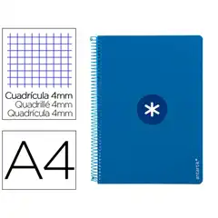 CUADERNO ESPIRAL A4 ANTARTIK T. DURA 80H 90GR CUADRO 4MM CON MARGEN COLOR AZUL OSCURO KB38 163518