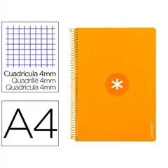 CUADERNO ESPIRAL A4 ANTARTIK T. DURA 80H 90GR CUADRO 4MM CON MARGEN COLOR MOSTAZA KB39 163519