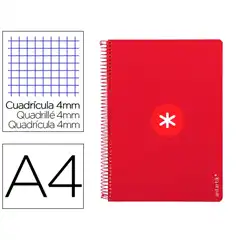 Material CUADERNO ESPIRAL A4 ANTARTIK T. DURA 80H 90GR CUADRO 4MM CON MARGEN COLOR FRAMBUESA KB40 163520