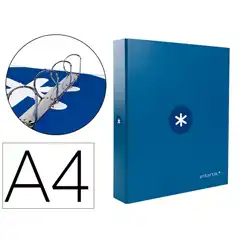 CARPETA 4 ANILLAS 40 MM MIXTAS ANTARTIK A4 FORRADA COLOR AZUL MARINO KA69 163530
