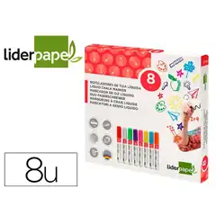 Material ROTULADOR LIDERPAPEL TIZA LIQUIDA P. REDONDA TRAZO 6 MM CAJA 8 UDS COLORES SURTIDOS RT18 163642