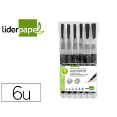 PINCEL LIDERPAPEL RECARGABLE PARA PRODUCTOS ACUARELABLES SET DE 6 UDS GROSOR PUNTAS SURTIDAS PI17 163651