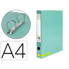 CARPETA DE 2 ANILLAS 25 MM MIXTAS LIDERPAPEL A4 FORRADO COLOR SYSTEM CON OLLAO Y TARJETERO MENTA AY48 163664
