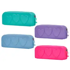 BOLSO ESCOLAR PORTATODO LIDERPAPEL SILICONA CORAZONES COLORES SURTIDOS INTENSOS PX14 163697