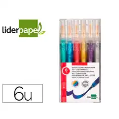 ROTULADOR LIDERPAPEL EFECTO PURPURINA METALIZADA PUNTA REVERSIBLE BOLSA DE 6 UDS COLORES SURTIDOS RT19 163932