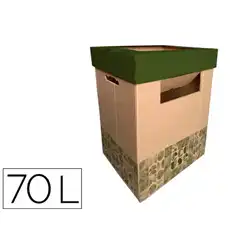 CONTENEDOR PAPELERA RECICLAJE LIDERPAPEL ECOUSE CARTON 100% RECICLADO Y RECICLABLE 70 LITROS 450X350X650 MM CO01 164126