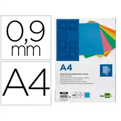 T. ENCUADERNACION LIDERPAPEL CARTON A4 0,9MM AZUL FLUOR PAQ. DE 50 UDS TE35 166056