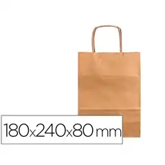 BOLSA KRAFT Q-CONNECT NATURAL LISO XS 180X240X80 MM ASA RETORCIDA 166080