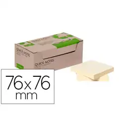 Material BLOC DE NOTAS ADHESIVAS QUITA Y PON Q-CONNECT 76X76MM 100% RECICLADO AMARILLO KF17321 166206