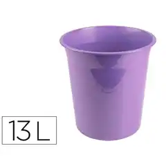 PAPELERA PLASTICO LIDERPAPEL LAVANDA OPACO 13 LITROS 275X285 MM PJ03 166256