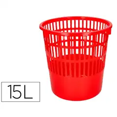 PAPELERA PLASTICO Q-CONNECT 15 LITROS REJILLA COLOR ROJO 285X290 MM KF03772 166341