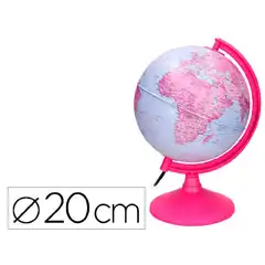 GLOBO TERRAQUEO LIDERPAPEL CON LUZ FISICO Y POLITICO DIAMETRO 20 CM COLOR ROSA GL04 166372