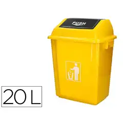 PAPELERA CONTENEDOR Q-CONNECT PLASTICO CON T. DE BALANCIN 20 LITROS AMARILLO 340X240X450 MM KF10064 166536