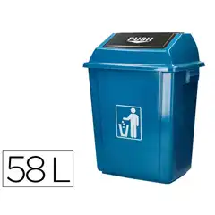 Material PAPELERA CONTENEDOR Q-CONNECT PLASTICO CON T. DE BALANCIN 58 LITROS AZUL 470X330X760 MM KF10061 166539