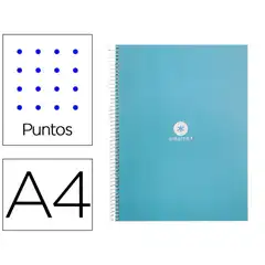Material CUADERNO ESPIRAL A4 MICRO ANTARTIK DOTS T. FORRADA 80H 90 GR RAYADO PUNTOS 1 BANDA 4 TALADROS CELESTE KB50 166558
