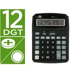 CALCULADORA LIDERPAPEL SOBREMESA XF39 12 DIGITOS SOLAR Y PILAS COLOR NEGRO 190X140X32 MM 40% RECICLADA XF39 166791