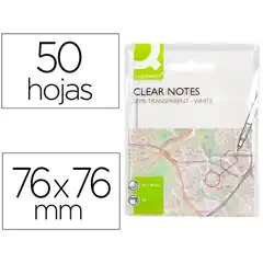 Material BLOC DE NOTAS ADHESIVAS QUITA Y PON Q-CONNECT 76X76 MM REMOVIBLE PLASTICO TRANSLUCIDO BLANCO 50 HJ KF10370 166924