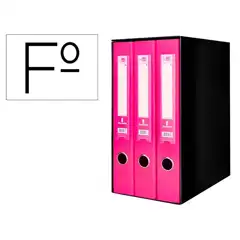 MODULO LIDERPAPEL 3 ARCHIVADORES Fº 2 ANILLAS MECANISMO DE PALANCA 52MM ROSA MD37 168338