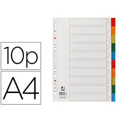 SEPARADOR Q-CONNECT PLASTICO JUEGO DE 10 SEPARADORES DIN A4 MULTITALADRO KF01897 168912