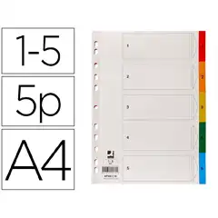 SEPARADOR Q-CONNECT PLASTICO JUEGO DE 5 SEPARADORES DIN A4 MULTITALADRO KF00170 168913