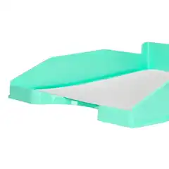 BANDEJA SOBREMESA PLASTICO Q-CONNECT VERDE MENTA OPACO 240X70X340MM KF17159 169173