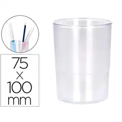 CUBILETE PORTALAPICES Q-CONNECT TRANSPARENTE PLASTICO DIAMETRO 75 MM ALTO 100 MM KF17163 169177