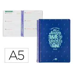 Material AGENDA ESCOLAR LIDERPAPEL AÑO 24 - 25 ESCOLAR BASIC AZUL SEMANA VISTA A5 LP412 169733