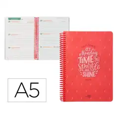 Material AGENDA ESCOLAR LIDERPAPEL AÑO 24 - 25 ESCOLAR BASIC ROJO SEMANA VISTA A5 LP413 169734