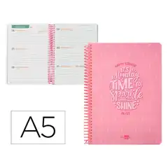 Material AGENDA ESCOLAR LIDERPAPEL AÑO 24 - 25 ESCOLAR BASIC ROSA SEMANA VISTA A5 LP415 169736